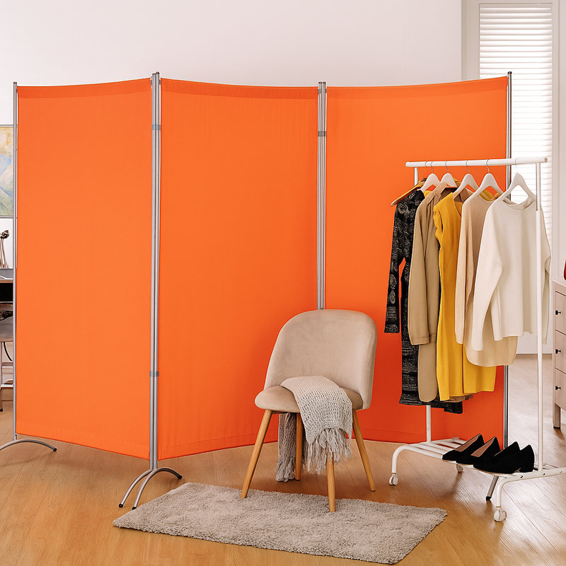 Jimena 102 " W x 71 " H 3 - Panel Steel Folding, Orange
