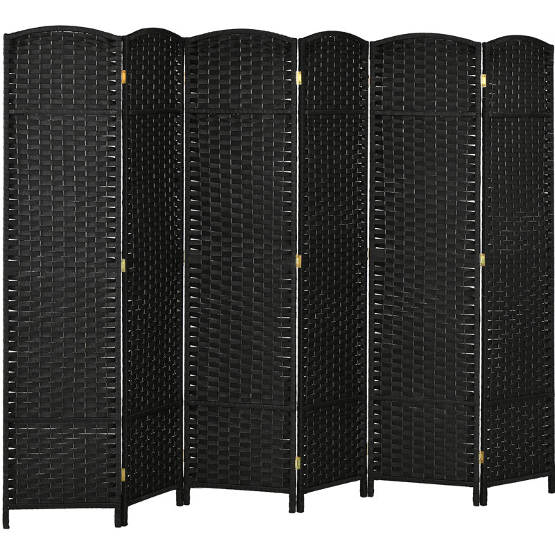 Cloison de séparation pliante à 6 panneaux de 1,70 m de haut. Noire, idéale pour une chambre ou un bureau. Cloison autoportante avec fermeture magnétique tissée à la main et partie supérieure arquée. Convient également pour une chambre ou un bureau. Effet de mur.