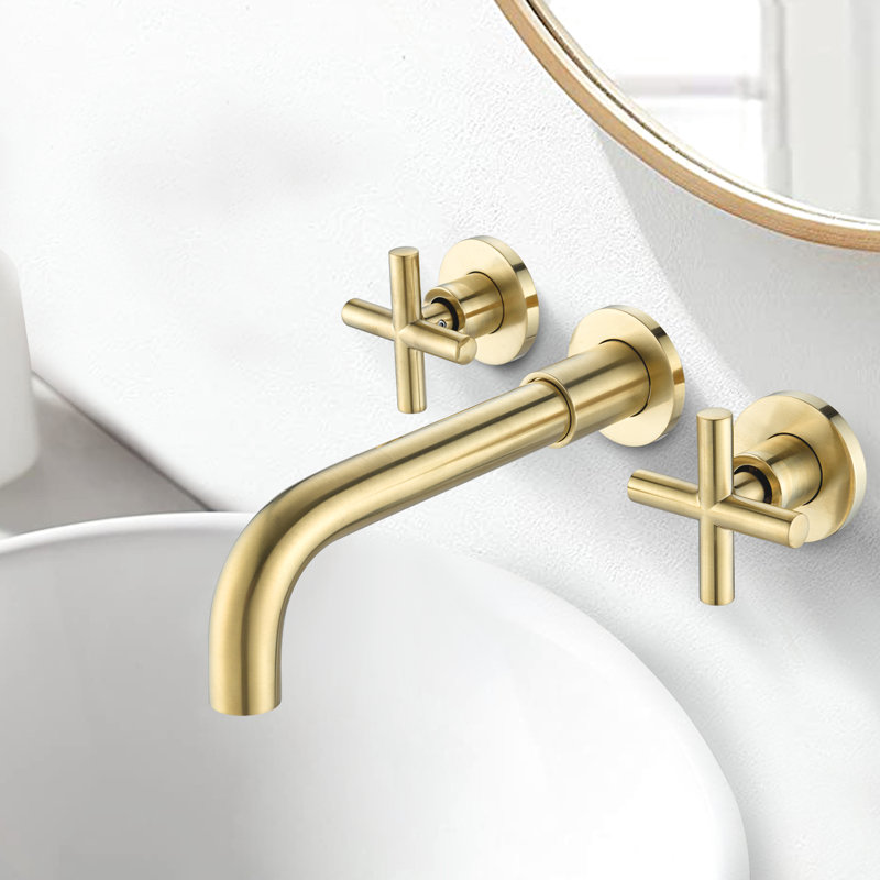 Robinet de lavabo de salle de bain fixé au mur - antirouille, drainage en douceur, résistance à la corrosion en nickel brossé, aérateur réducteur de bruit, option de bonde escamotable
