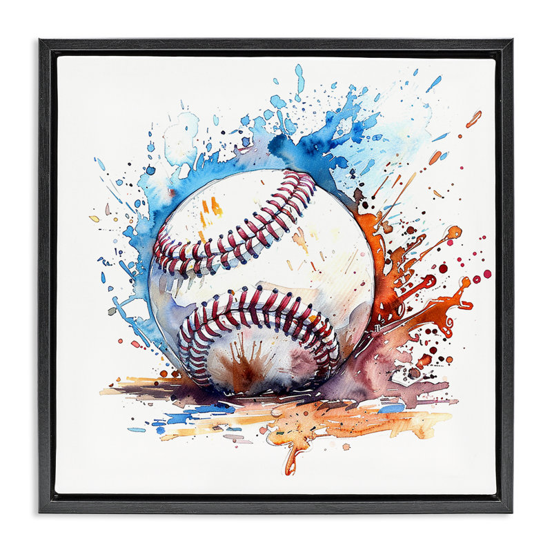  Art mural sur toile flottante Baseball, Cadre flottant noir de jais, H 18 po x l 18 po