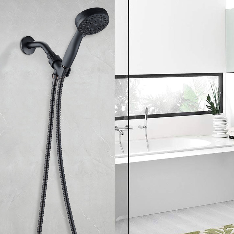 High Handheld Shower, 5 Spray Modes, , Abs Head Shower With , Construction, Black