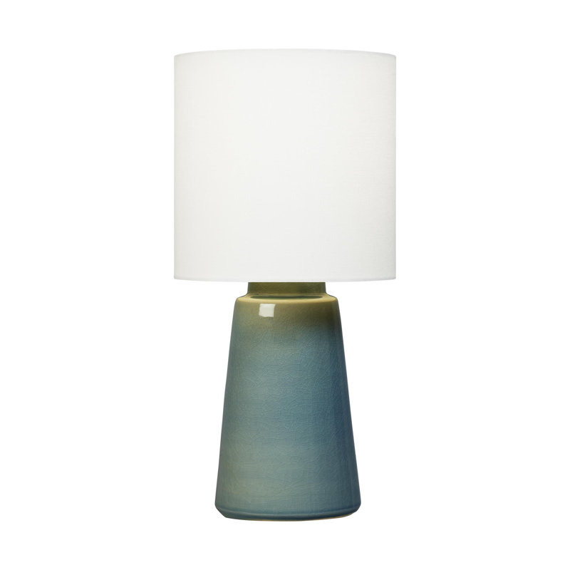 Vessel Table Lamp, Blue Anglia Crackle, 23" H x 11" W x 11" D