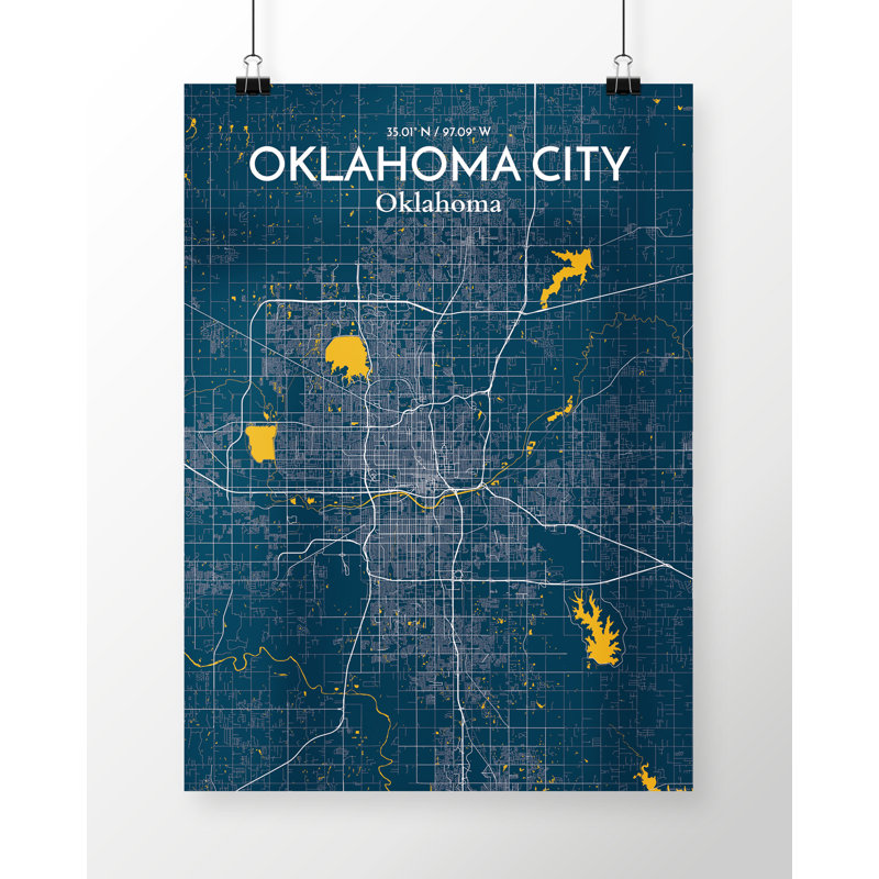 Oklahoma City Map - No Frame Print, 91.4cm H x 61cm W x 0.13cm D