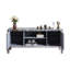 Meuble télé 60 po avec miroir moderne de 60 po, compatibilité de 65 po, portes d'armoire en forme de diamant, espace de rangement polyvalent dans le salon, espace de rangement, design chatoyant, support réglable
