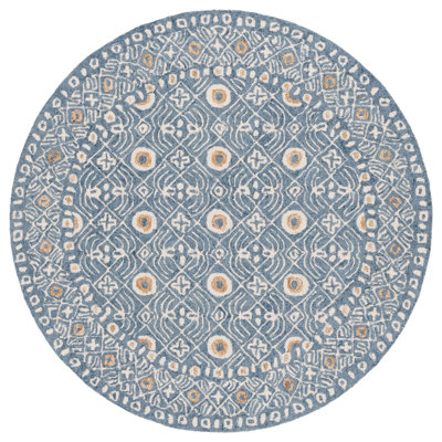 Mallisa Hand Tufted Wool/Cotton Geometric Rug in Blue