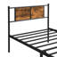 Structure de lit simple en métal avec tête de lit à panneau en bois - pièce essentielle de la chambre à coucher moderne, structure, zone de sommeil silencieuse, fabrication de lit à capacité de charge élevée, espace de rangement offert, facile-427439542