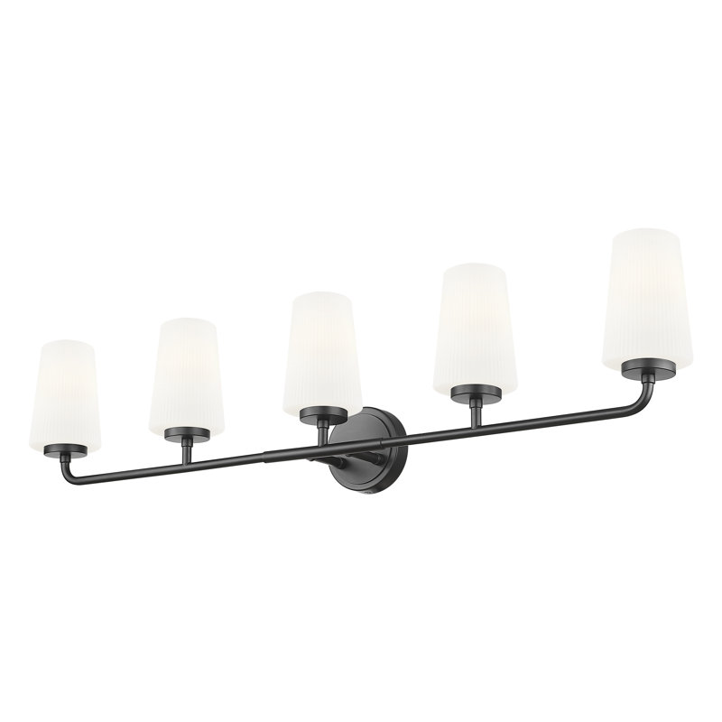 Coiffeuse Mathieson, 5 lumières, Noir mat, H 9,5 po x l 40 po x P 6,5 po