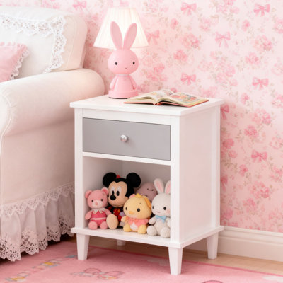 Modern Nightstand with Drawer and Open Shelf