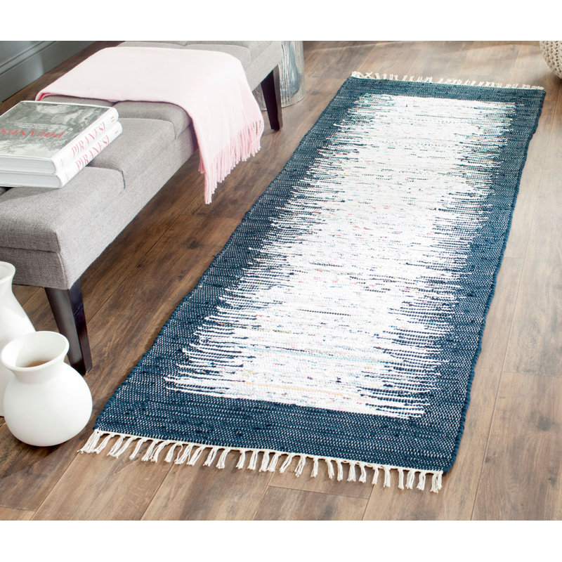Tapis en coton tissé à la main Orwell, Tapis de couloir 2 pi 3 po x 6 pi