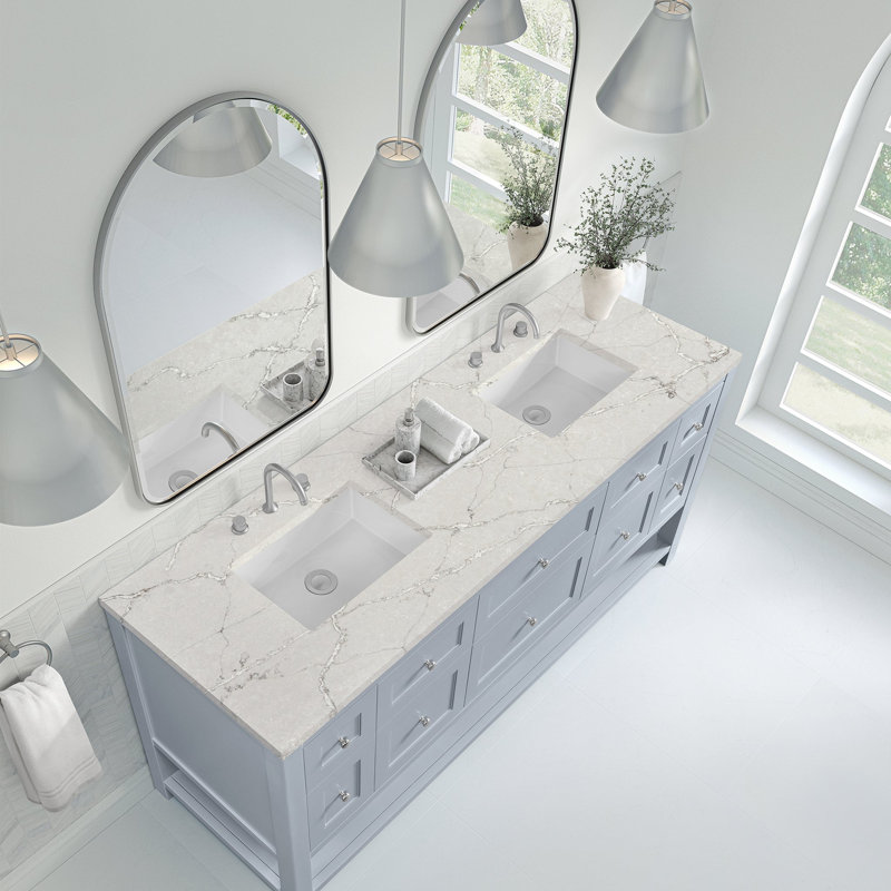 Breckenridge 72'' W Double Vanity, Victorian Silver, Serenity Blue, 8" Widespread