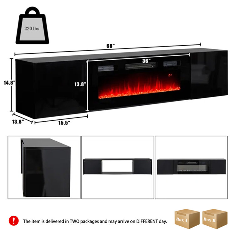 Areesa Floating Fireplace TV Stand