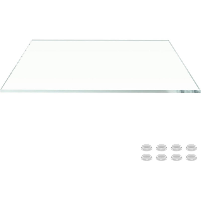 Rectangle transparent plateau de table en verre à faible teneur en fer de 1/4 po d'épaisseur à bord plat et trempé