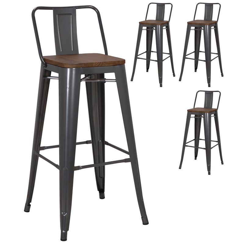 Julianne Counter Stool with Metal Frame, Grey
