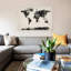 Map Of The World Paint Splashes (Black) by Michael Tompsett - Wrapped Canvas Painting-42160954