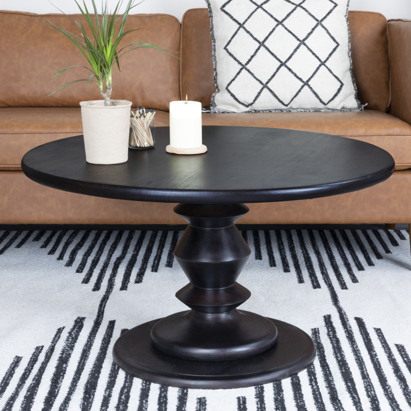Berns Solid Wood Pedestal Coffee Table, Black