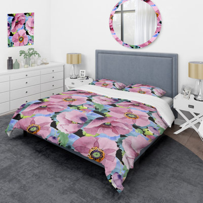 Pink/Blue Microfiber Duvet Cover Set