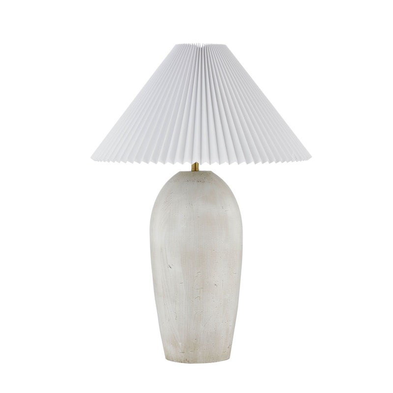 Lampe de table 27 "avec abat-jour en lin Calhoun, blanc cassé