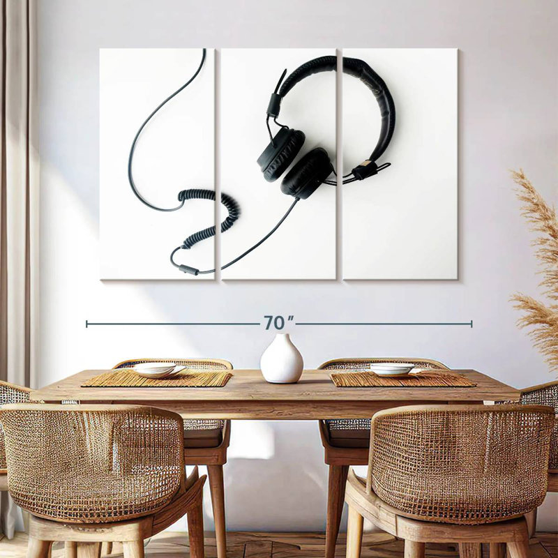 Abarca Black Wired Headphones, 32" H x 50" W