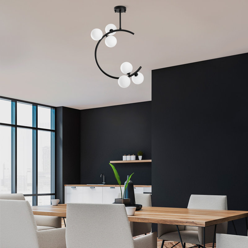 Elegant Black Metal Chandelier, 19.7 x 11.8 x 25.6 inches | 6 x G9 Socket (Max 8W) | Durable Metal Body, IP20 Rated | Perfect for Dining Room, Living Room & Entryway | Stylish Lighting Fixture for Modern Homes