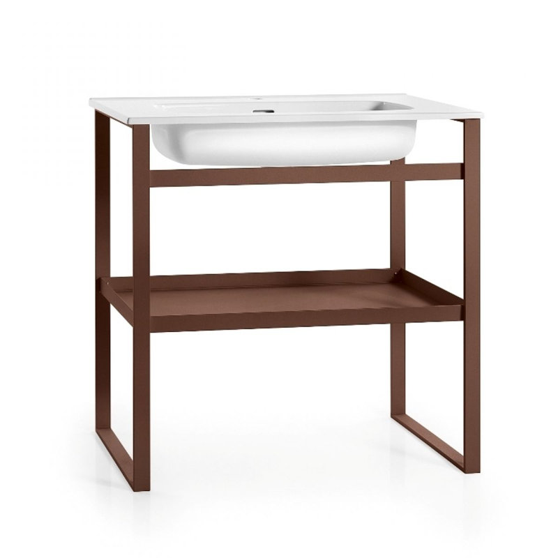 Lissio 35.4'' W Single Vanity, White / Rust