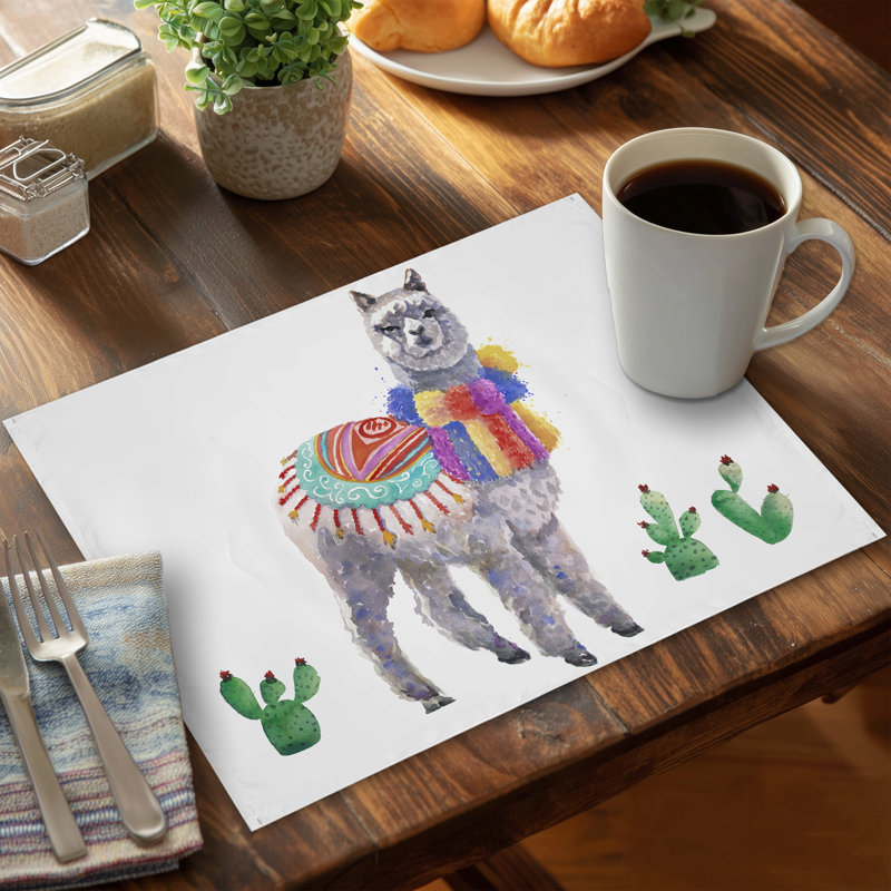 Traditional Peruvian Lama Ethnic Gray Polyester Placemat