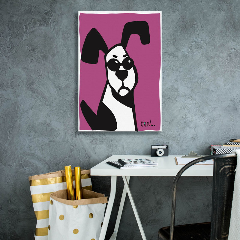 «Dog on Purple» par Irena Orlov, art mural sur toile, H 26 po x l 18 po x P 0,75 po