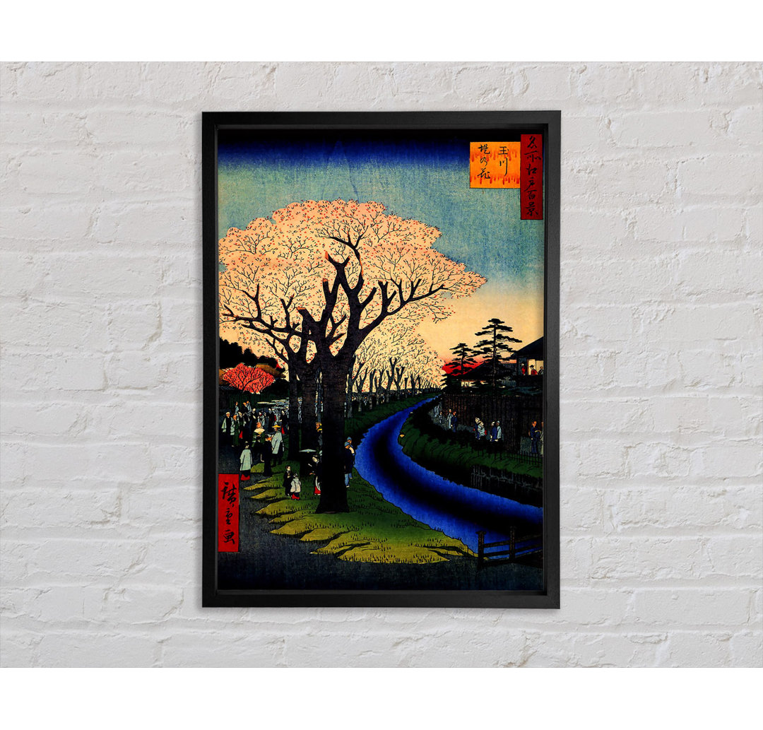 Blüten am Fluss Tama von Hiroshige - Einzelbildrahmen Kunstdrucke auf Leinwand