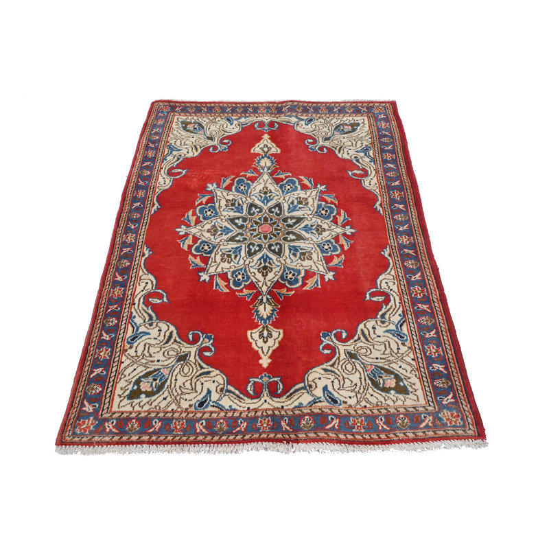 Tapis semi-antique rouge traditionnel 3x5