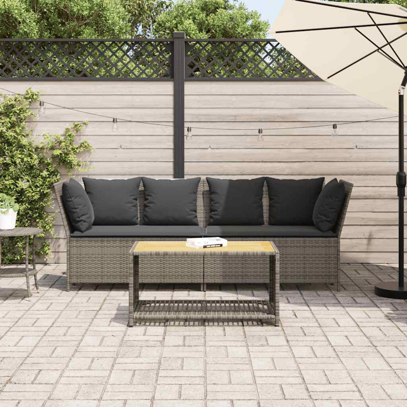 Patio Sofa With Cushions Brown Poly Rattan, Gray, Dark Gray