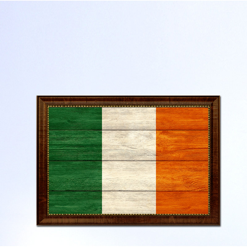 « ireland country flag », impression sur toile encadrée, H 21 po x l 30 po x P 1 po, Encadrement brun