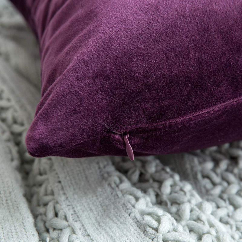 Solid Velvet Reversible Pillow Cover, Purple, 22"H x 22"W