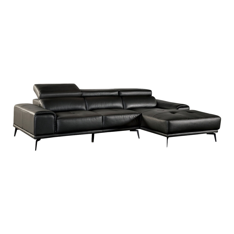 111" W Contemporary Sectional, Right Chaise, Black