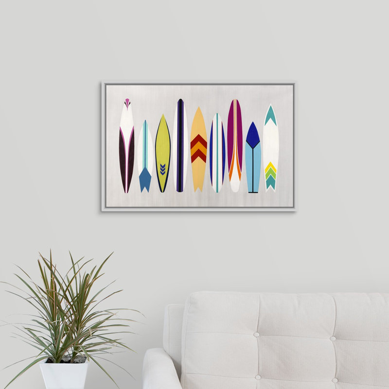 « surf on through », impression sur toile, H 17,7 po x l 25,7 po x p 1,75 po, Cadre flottant blanc