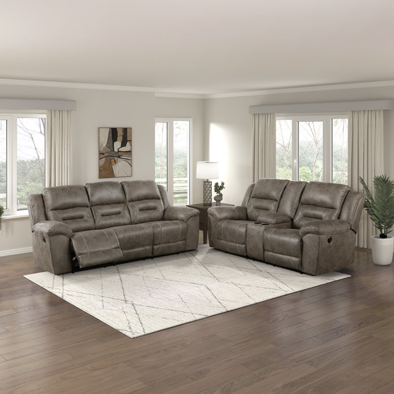 Ensemble 2 pièces de fauteuil inclinable manuel en microfibre Hamisi