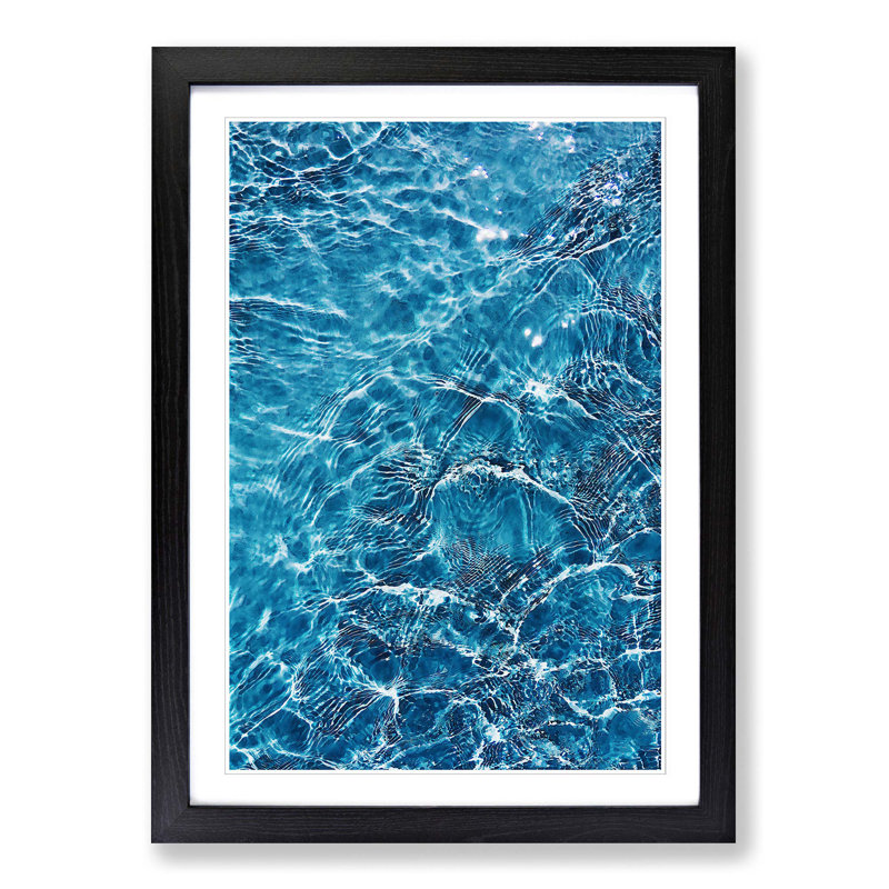Ripples of Blue in Abstract - Picture Frame Graphic Art Print, Black, 91cm H x 60cm W x 2cm D