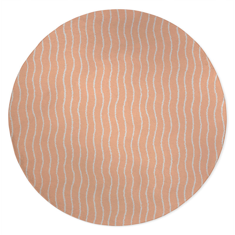 Wave Grunge Non-Slip Outdoor Rug, Round 5'