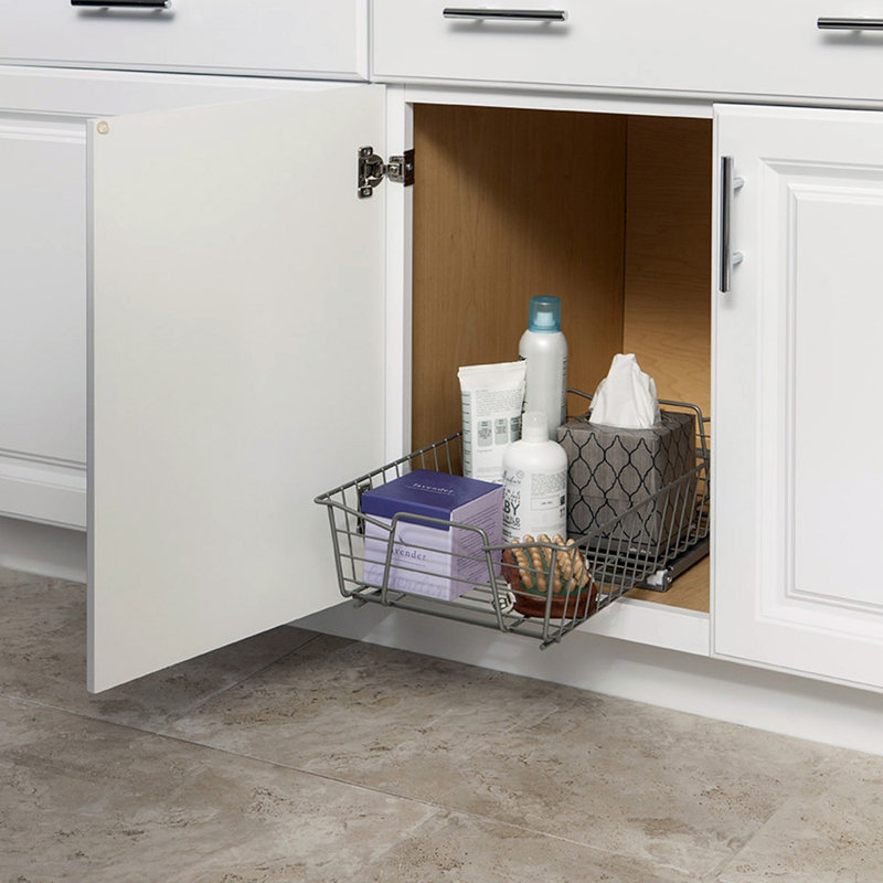 Nickel-Finish Steel Pull-Out Cabinet Organizer, 10.87"