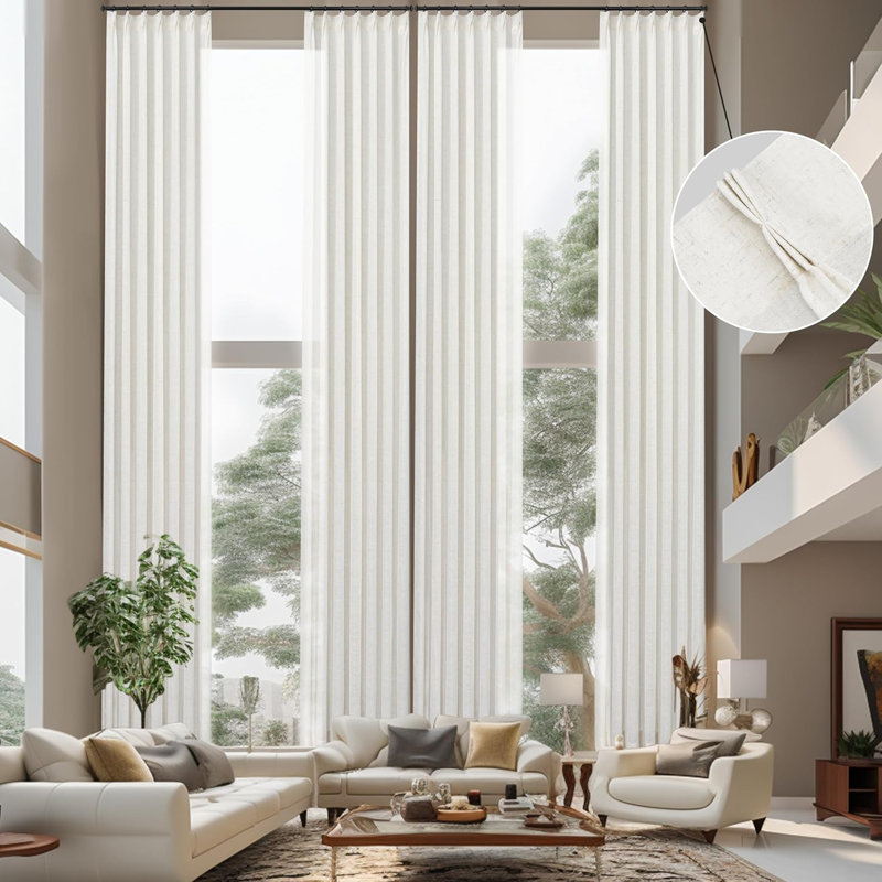 Couto Linen Blend Sheer Curtain Pair, 52" W x 204" L