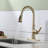 Stainless Steel 3-Function Single Handle Pull Down Kitchen Faucet With Deckplate-105782470