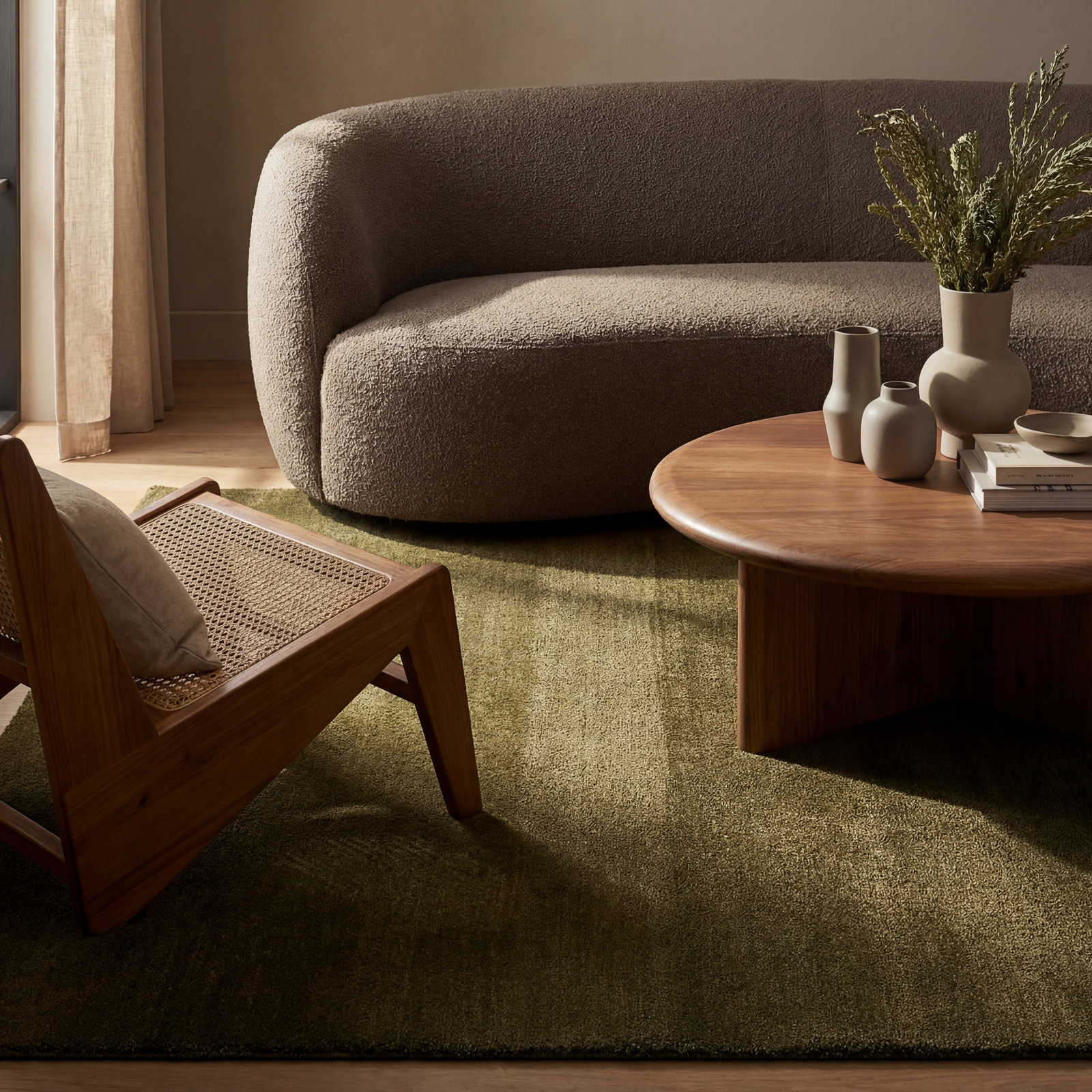 Gania Modern Green Rug, Rectangle 4' x 6'