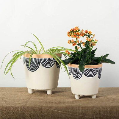 Ensemble de cache-pots en ciment 2 pièces Annaleise