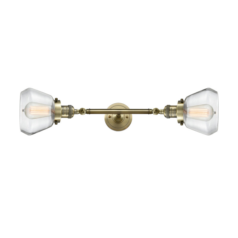 Éclairage pour meuble-lavabo 2 lumières rétro Lasseter, Transparent, Laiton antique, Incandescent