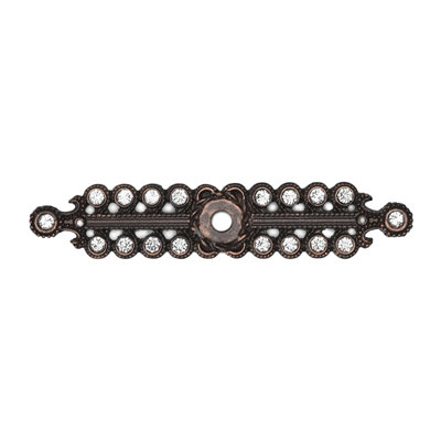 Caché small elongated escutcheon with Swarovski Clear Crystals in Oil Rub Bronze