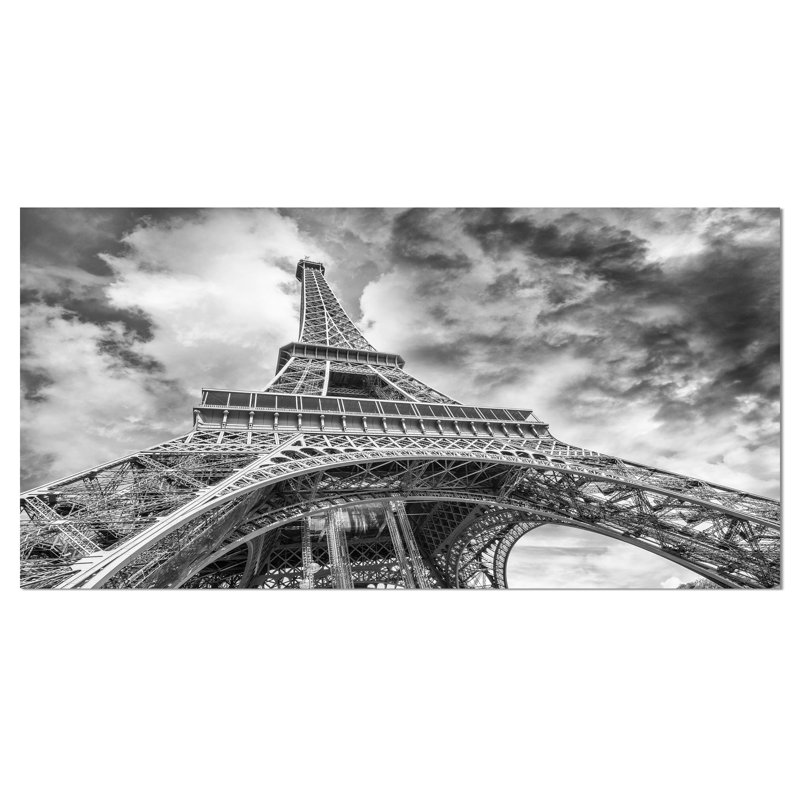 Black and White Paris Eiffel Tower Canvas Print, 12" x 20"