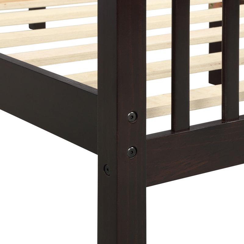 Elicio Twin Slat Bed Frame, Platform Bed with Headboard and Footboard, Espresso