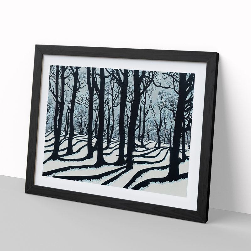 Lively Winter Forest - Single Picture Frame Print, 46cm H x 64cm W, Black
