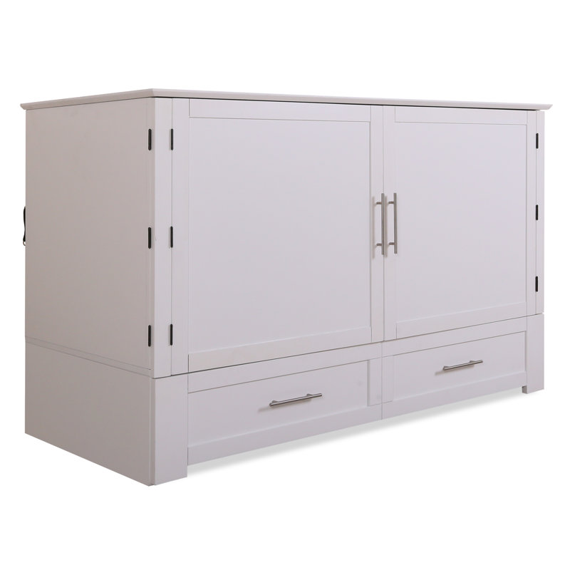 Kaneshiro Solid Wood Murphy Storage Bed, White, Twin XL
