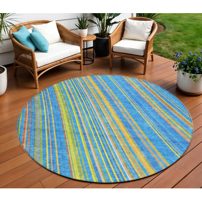 Tapis intérieur lavable rayé 8 po Denim