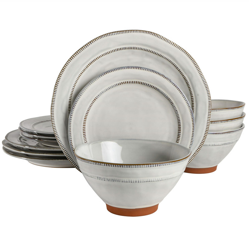 Piece Stoneware Dinnerware Set - Service for 4, White
