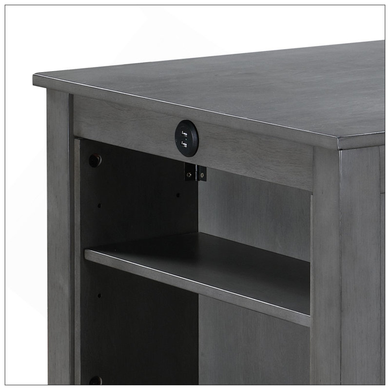 Table de salle à manger à hauteur de comptoir de 36 po Graham avec ports USB et tablettes, Gris